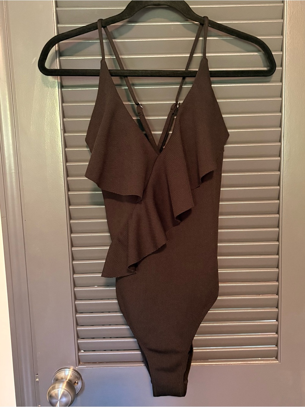 One-Piece Black Ruffle Bathing Suit